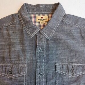 Woolrich Button Up Black Chambry‎ Mens XL Short Sleeve 2 Front Pockets
